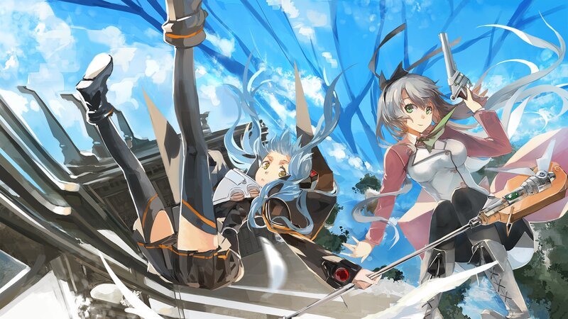 Two Female Characters in Action — Blue, Dynamic