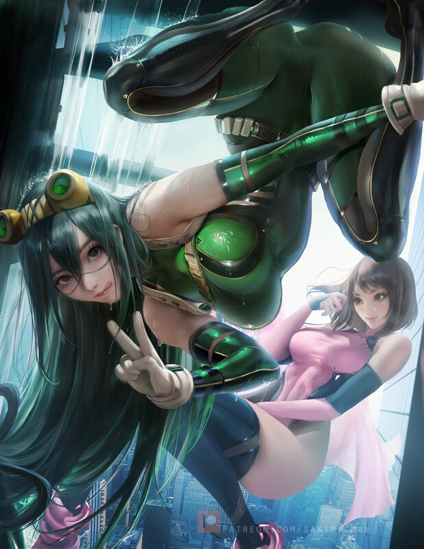 Two Female Characters in Action — Green