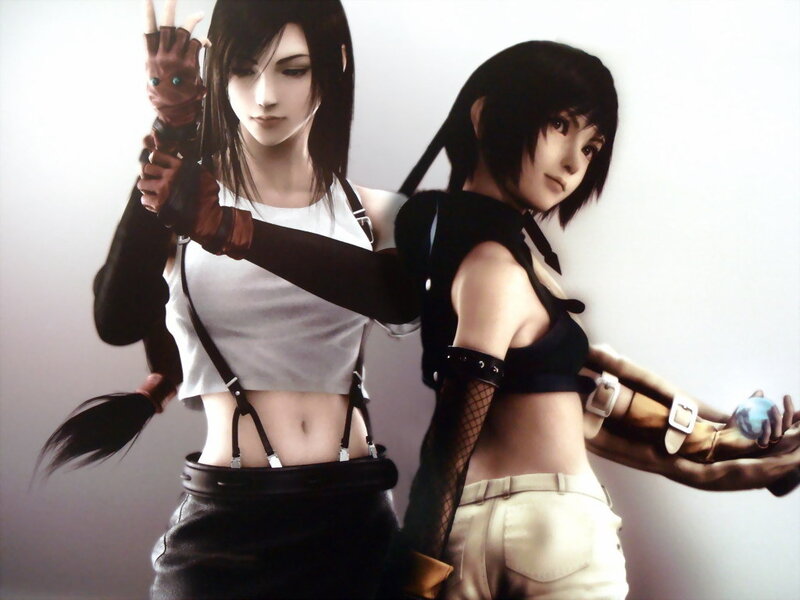 Two female characters in action pose