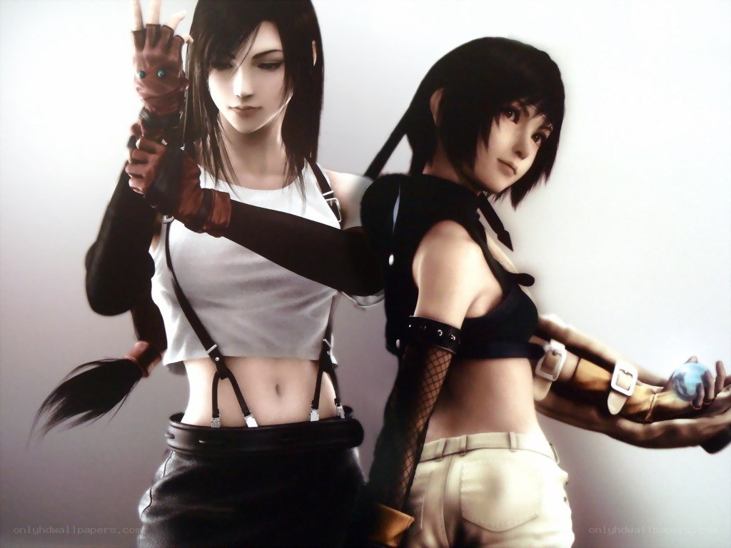 Two female characters in action pose
