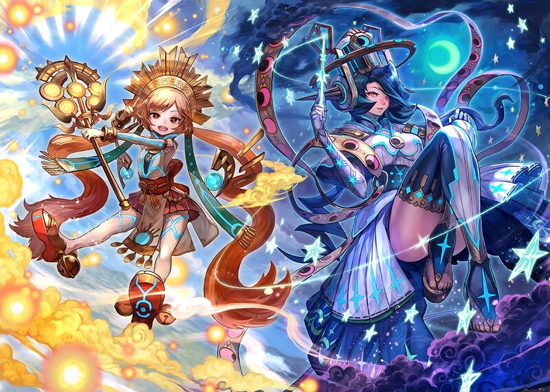 Two Female Characters in Battle — Blue, Dramatic