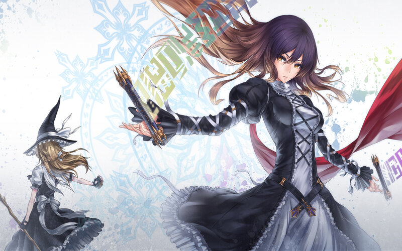 Two Female Characters in Combat — Black, Dramatic, Anime