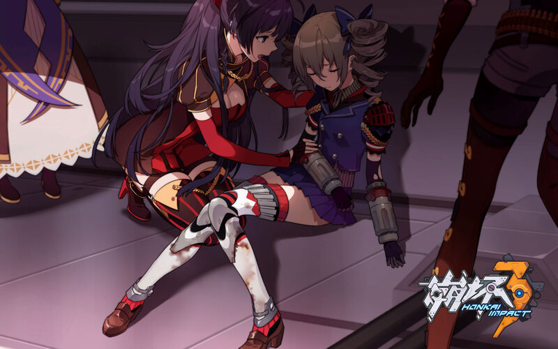 Two Female Characters in Combat — Purple, Dramatic