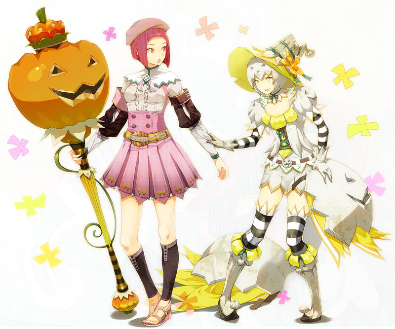 Two Female Characters in Costumes