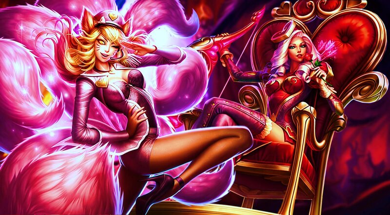 Two Female Characters in Fantasy Attire — Pink