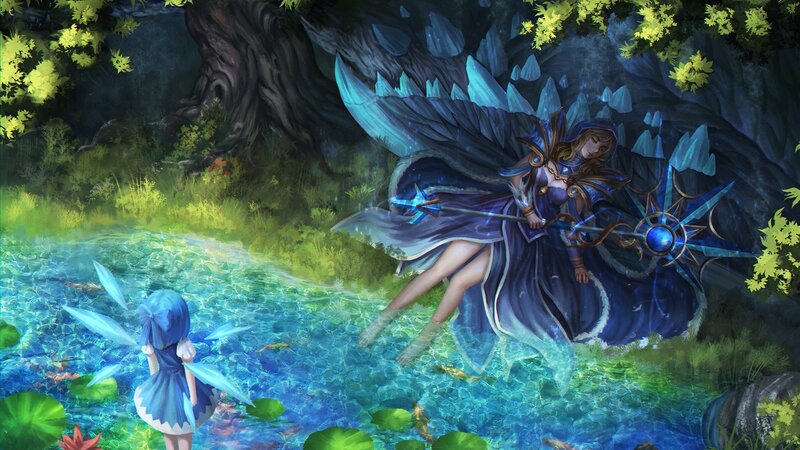 Two Female Characters in Forest — Blue