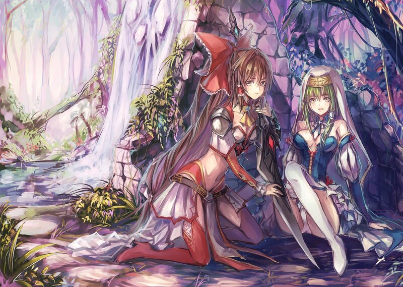 Two Female Characters in Forest — Purple, Serene