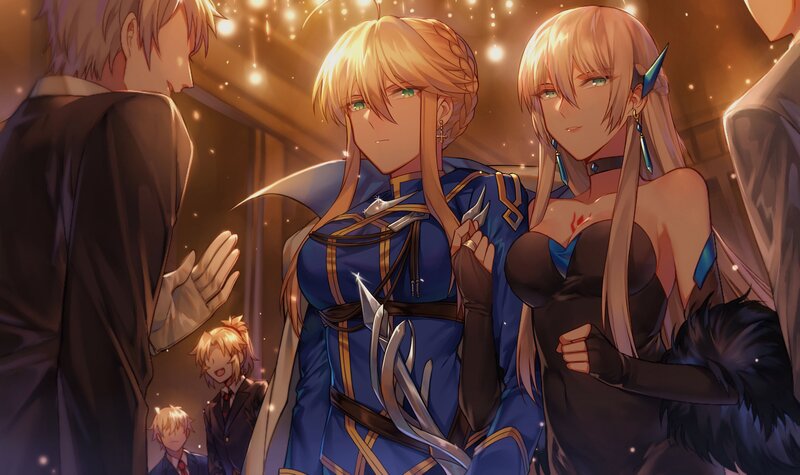 Two Female Characters in Formal Wear