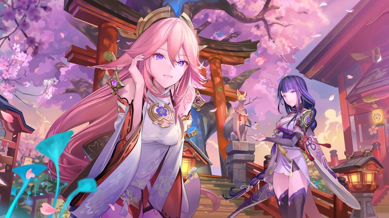 Two Female Characters in Shrine