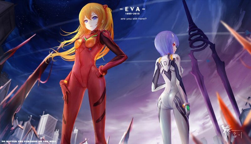 Two Female Characters in Suits — Blue