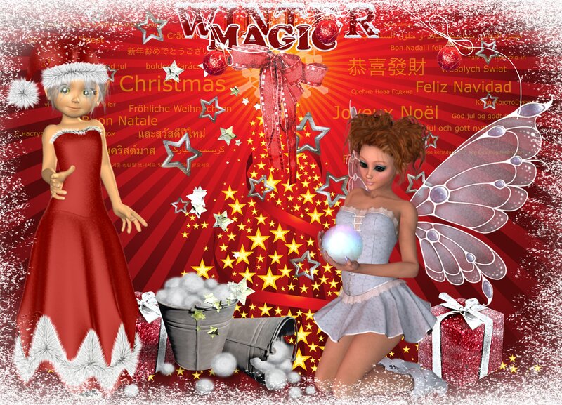 Two Female Characters in Winter Scene