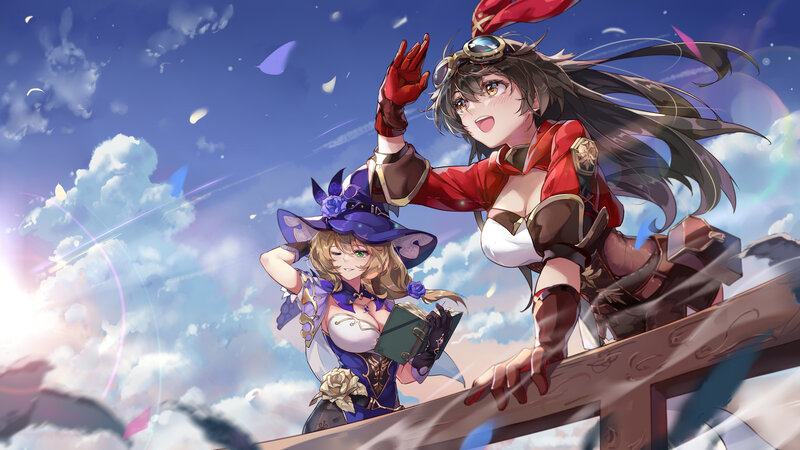 Two Female Characters on a Bridge