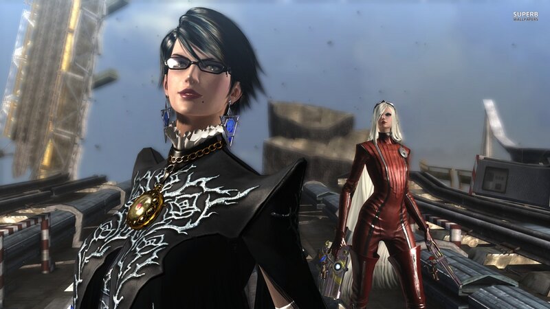 Two Female Characters on Platform — Black