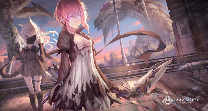 Two Female Characters on Rooftop
