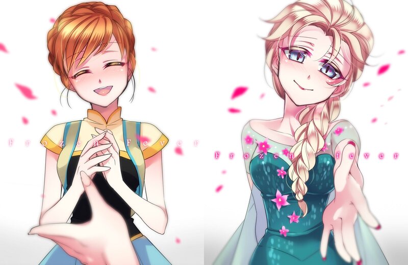 Two Female Characters — Pink, Cheerful