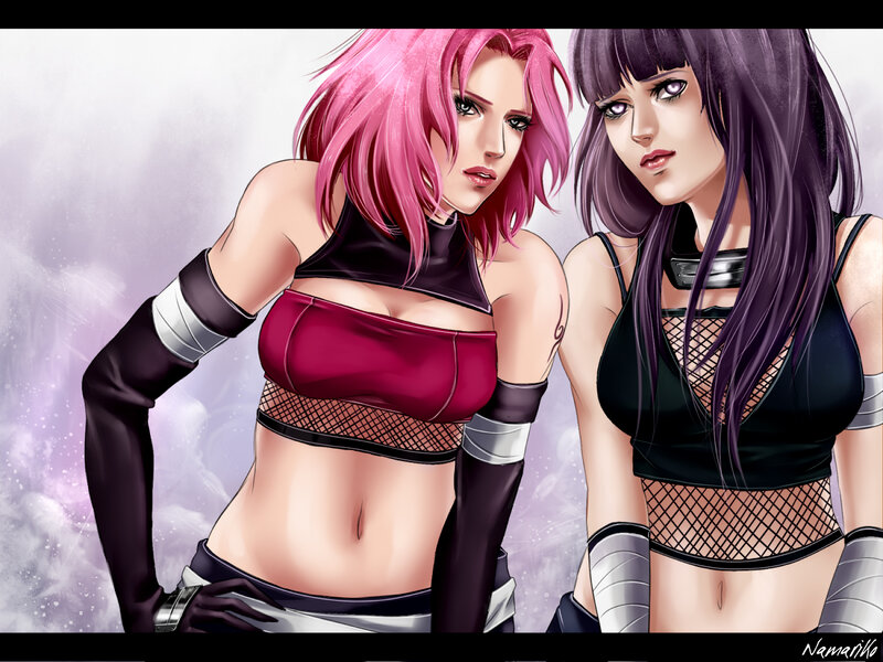 Two Female Characters — Pink, Dramatic, Anime