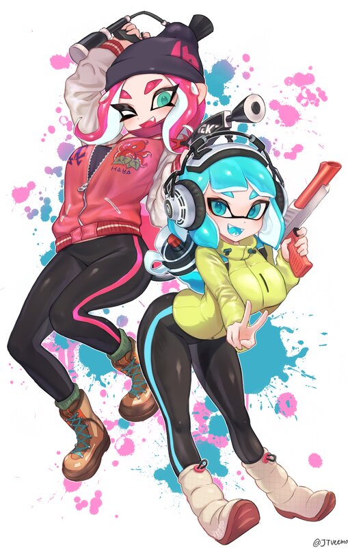 Two Female Characters — Pink, Playful, Digital Art