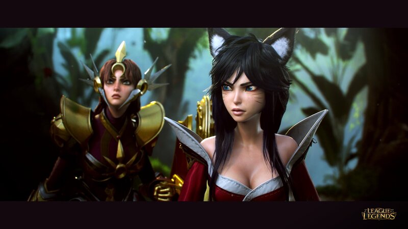 Two Female Characters — Red, Dramatic, 3d Render, Armor