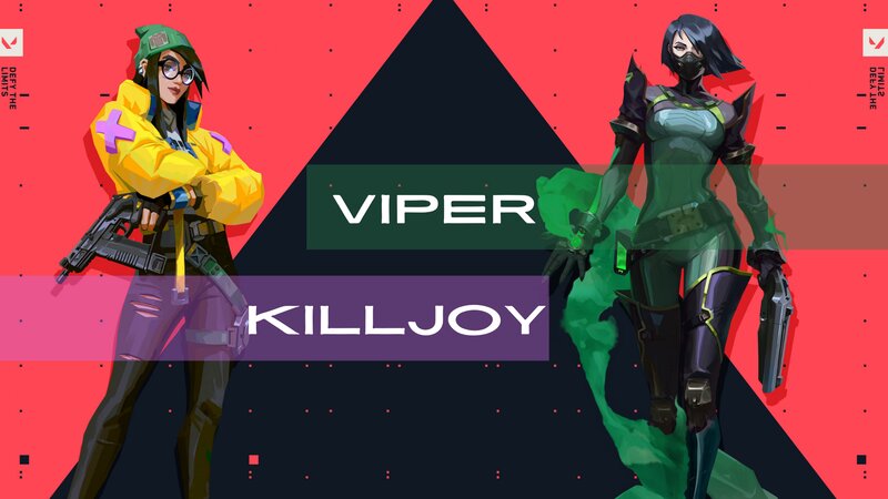 Two Female Characters — Red, Dramatic, Digital Art, Guns