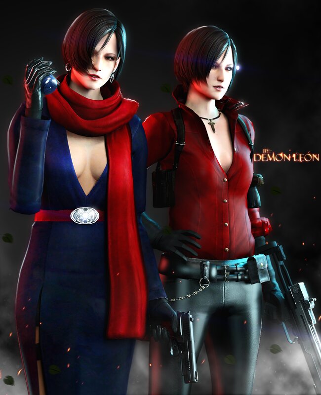 Two Female Characters — Red, Dramatic, Night