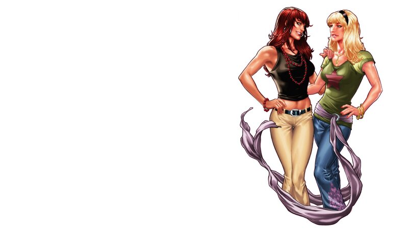 two female characters standing together