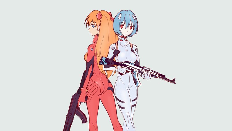 Two Female Characters — White, Neutral, Anime, Guns