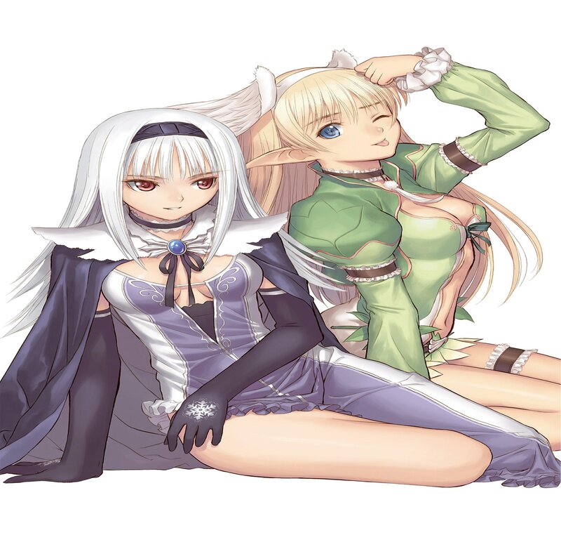 Two Female Characters — White, Playful
