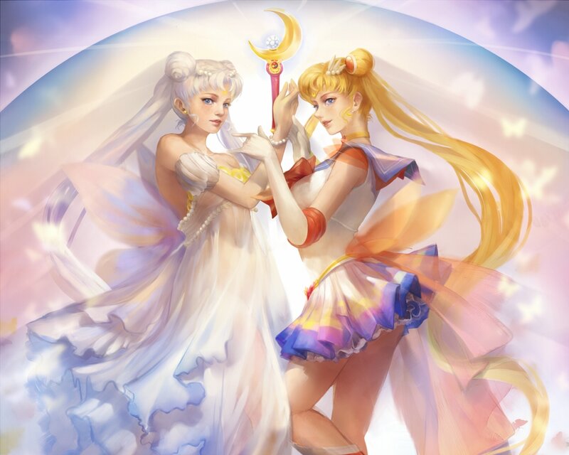 Two Female Characters — White, Serene