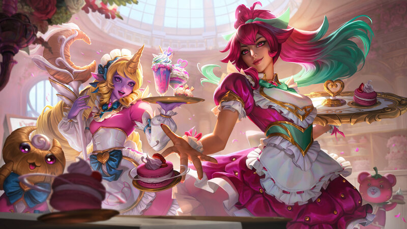 Two Female Characters with Desserts