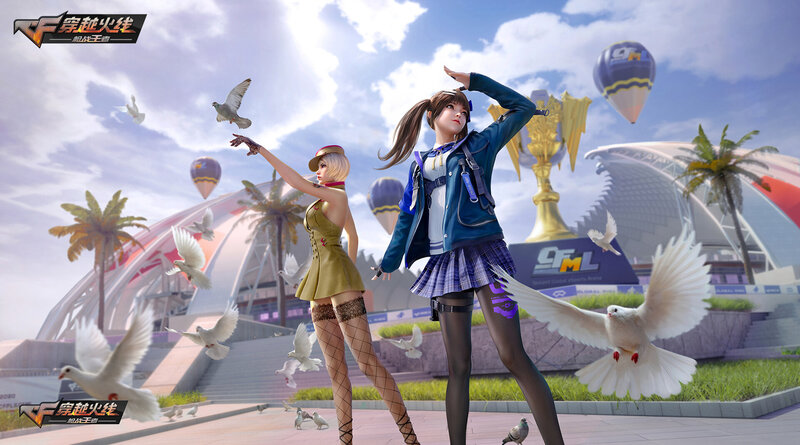 Two Female Characters with Doves