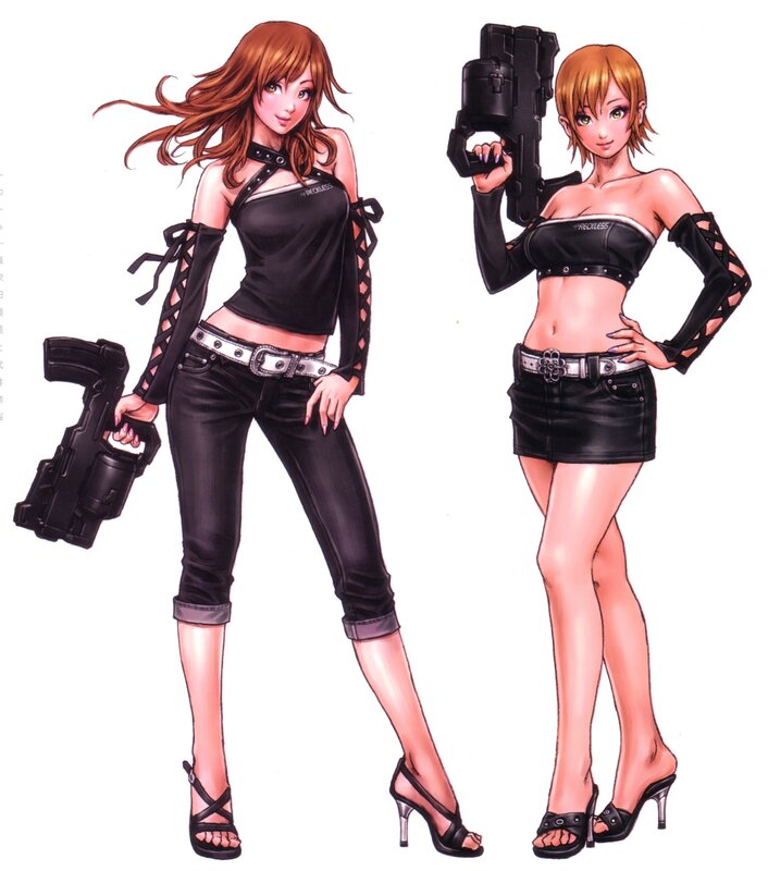 Two female characters with weapons