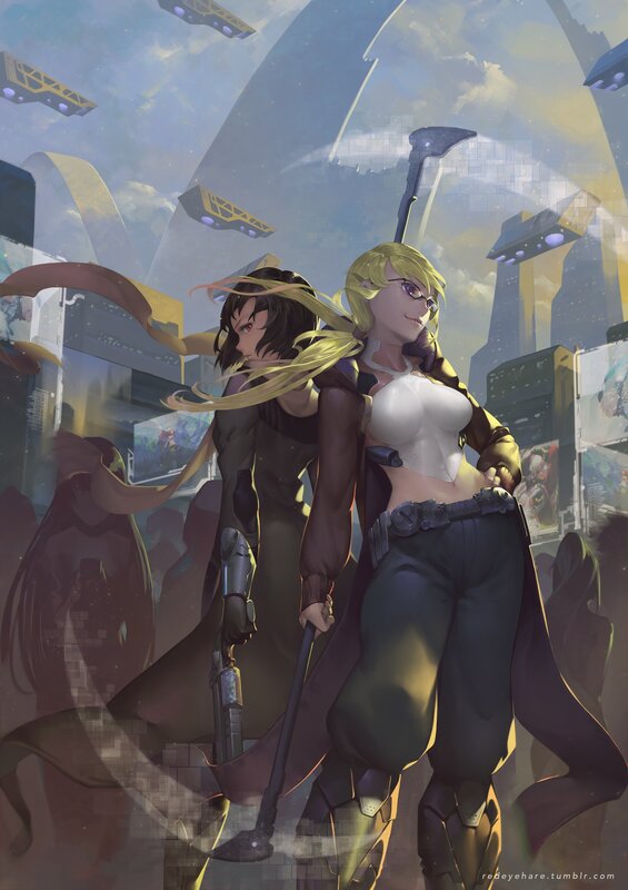 Two Female Characters — Yellow, Dramatic