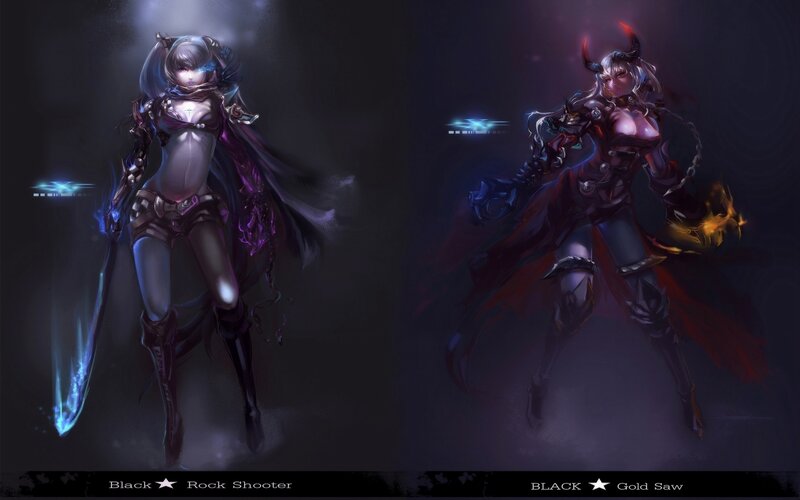 Two Female Fantasy Characters — Black, Dramatic