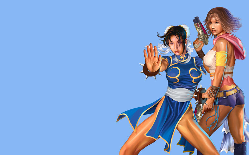 Two Female Fighters — Blue, Action