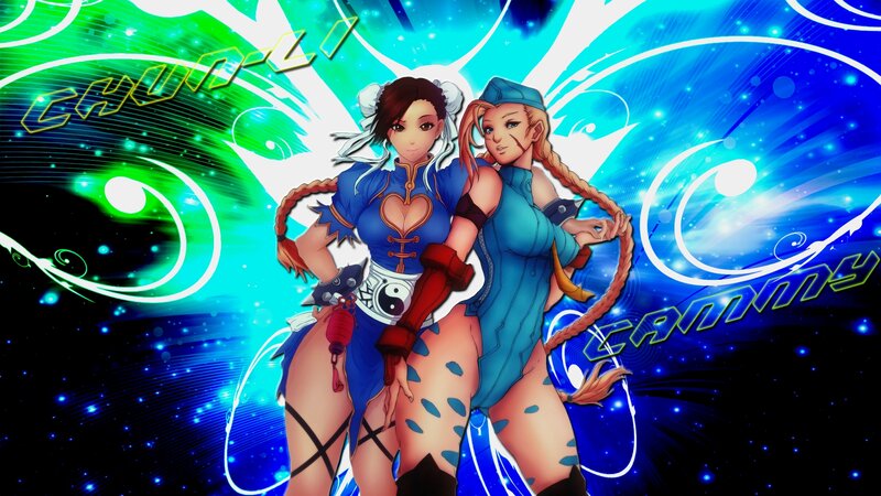 Two Female Fighters — Blue, Dynamic