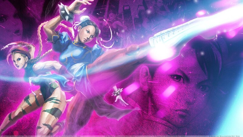 Two Female Fighters in Action — Purple