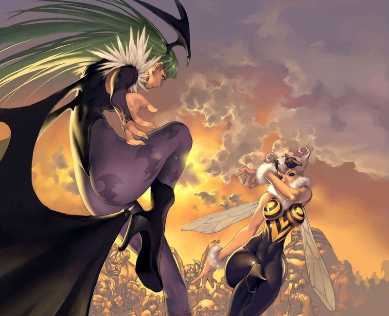 Two Female Fighters — Purple, Dramatic, Sunset, Manga