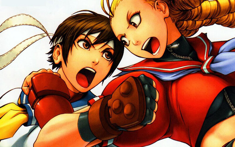 Two Female Fighters — Red, Dramatic