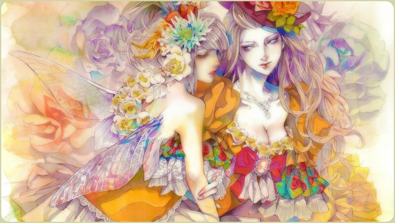 Two Female Figures with Flowers