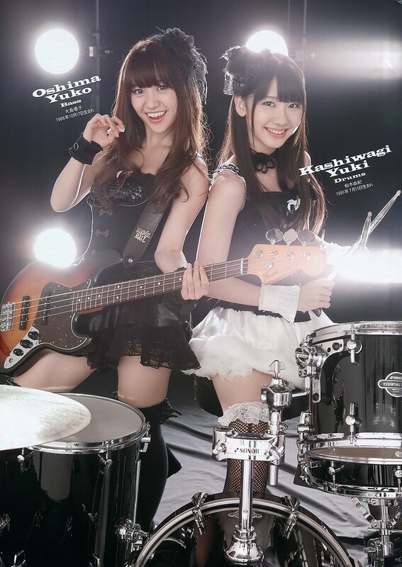 Two female musicians posing with instruments