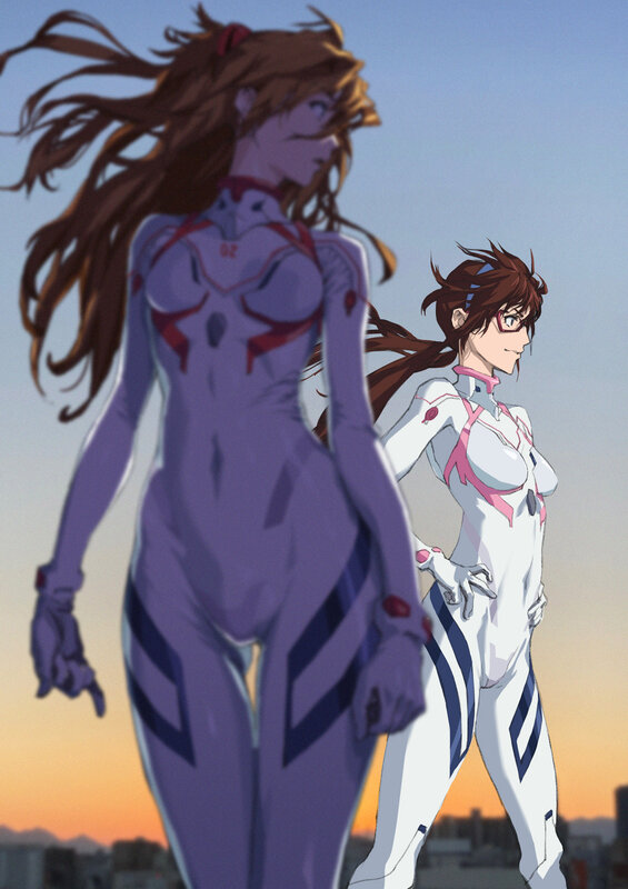 Two Female Pilots in Suits — Purple