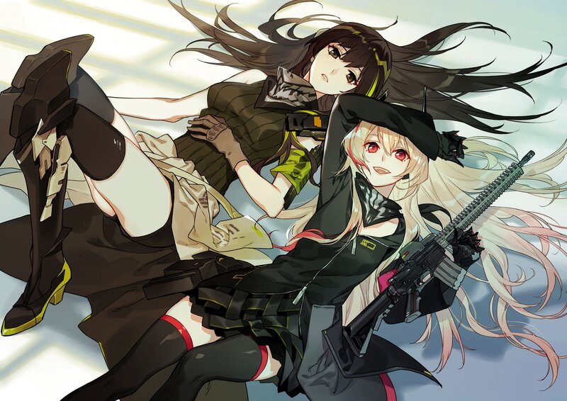 Two Female Soldiers — Black, Dramatic, Anime