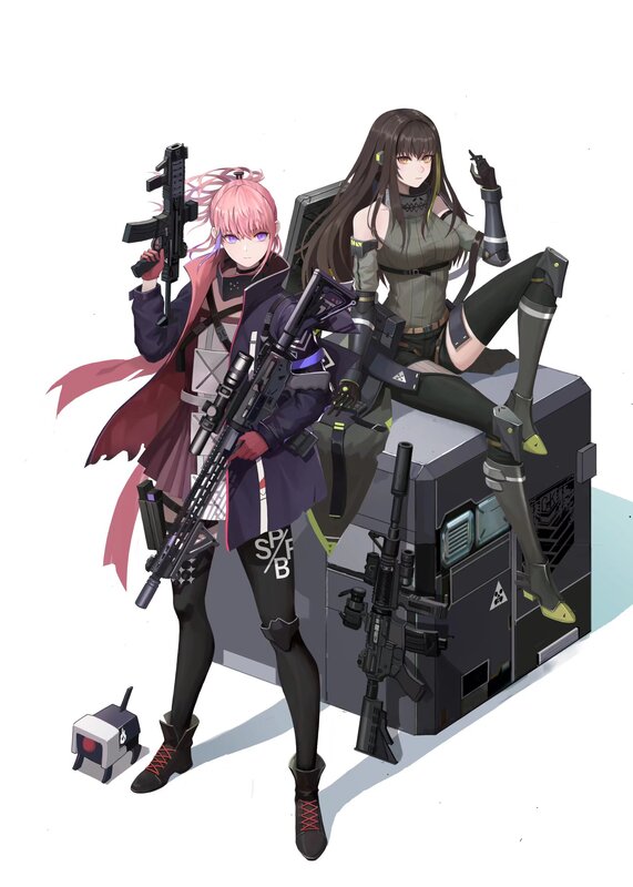 Two Female Soldiers — Black, Serious