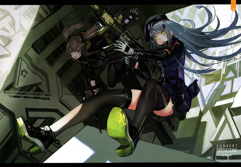 Two Female Soldiers in Action — Black