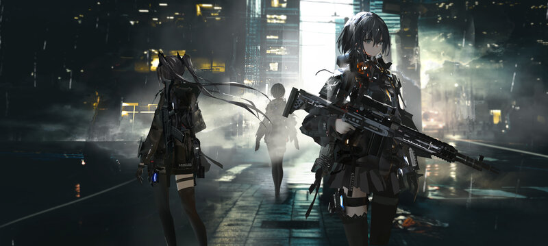 Two Female Soldiers in Rain