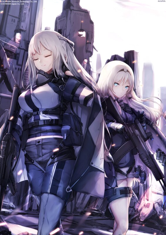 Two Female Soldiers — Purple, Dramatic