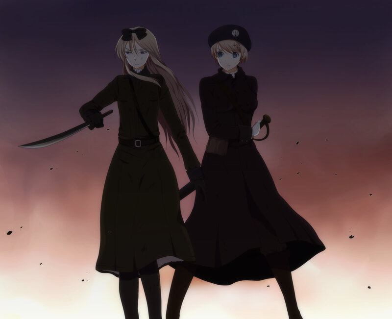 Two Female Soldiers — Purple