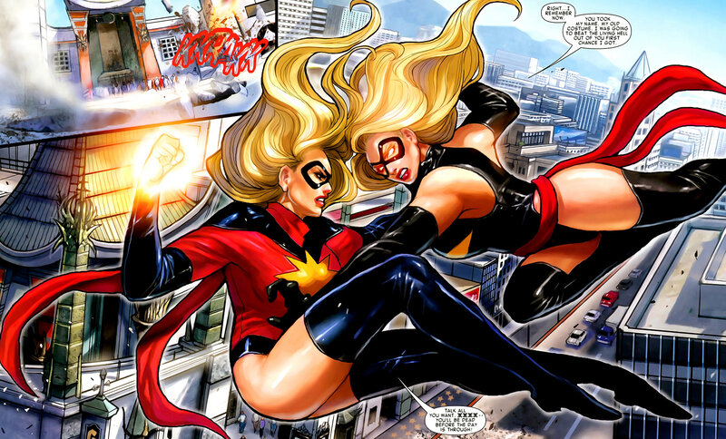 Two Female Superheroes Fighting