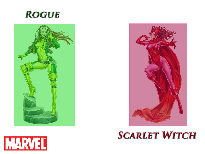 Two Female Superheroes — Green