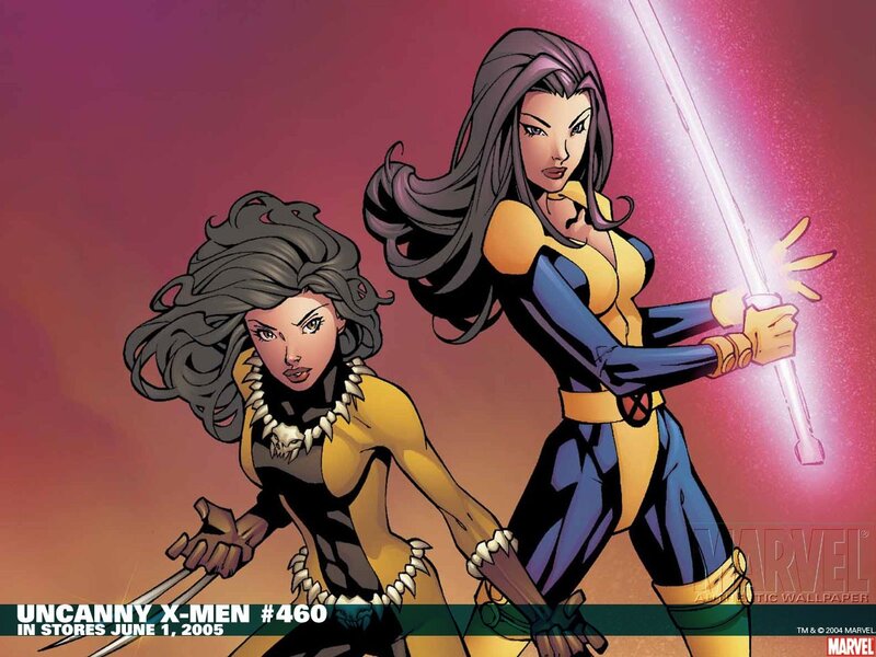 Two Female Superheroes — Purple, Dramatic, Comic
